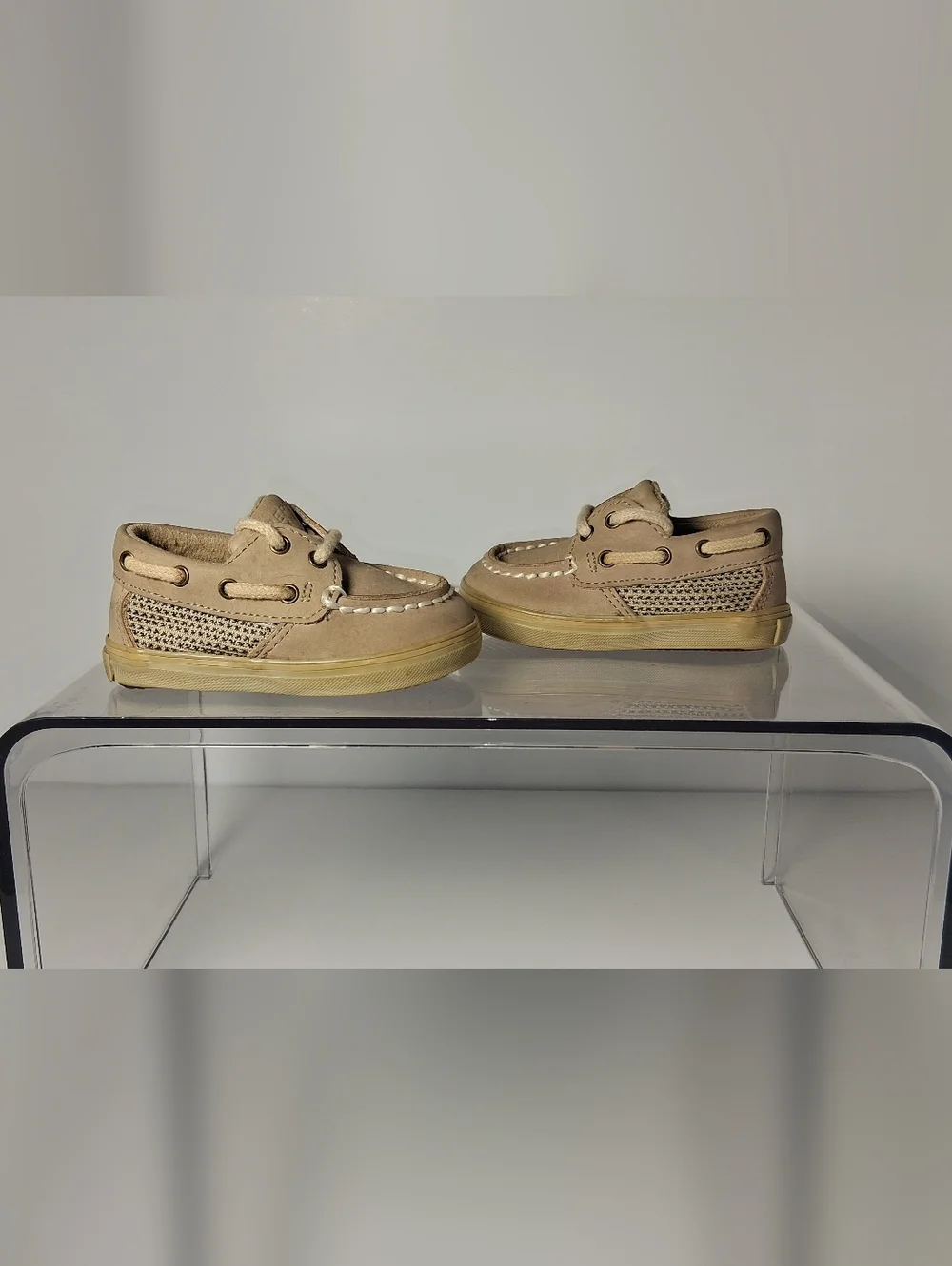 Sperry Top Sider Girls 1M Toddler Intrepid Crib Oat Linen Lace Up Boat Shoes